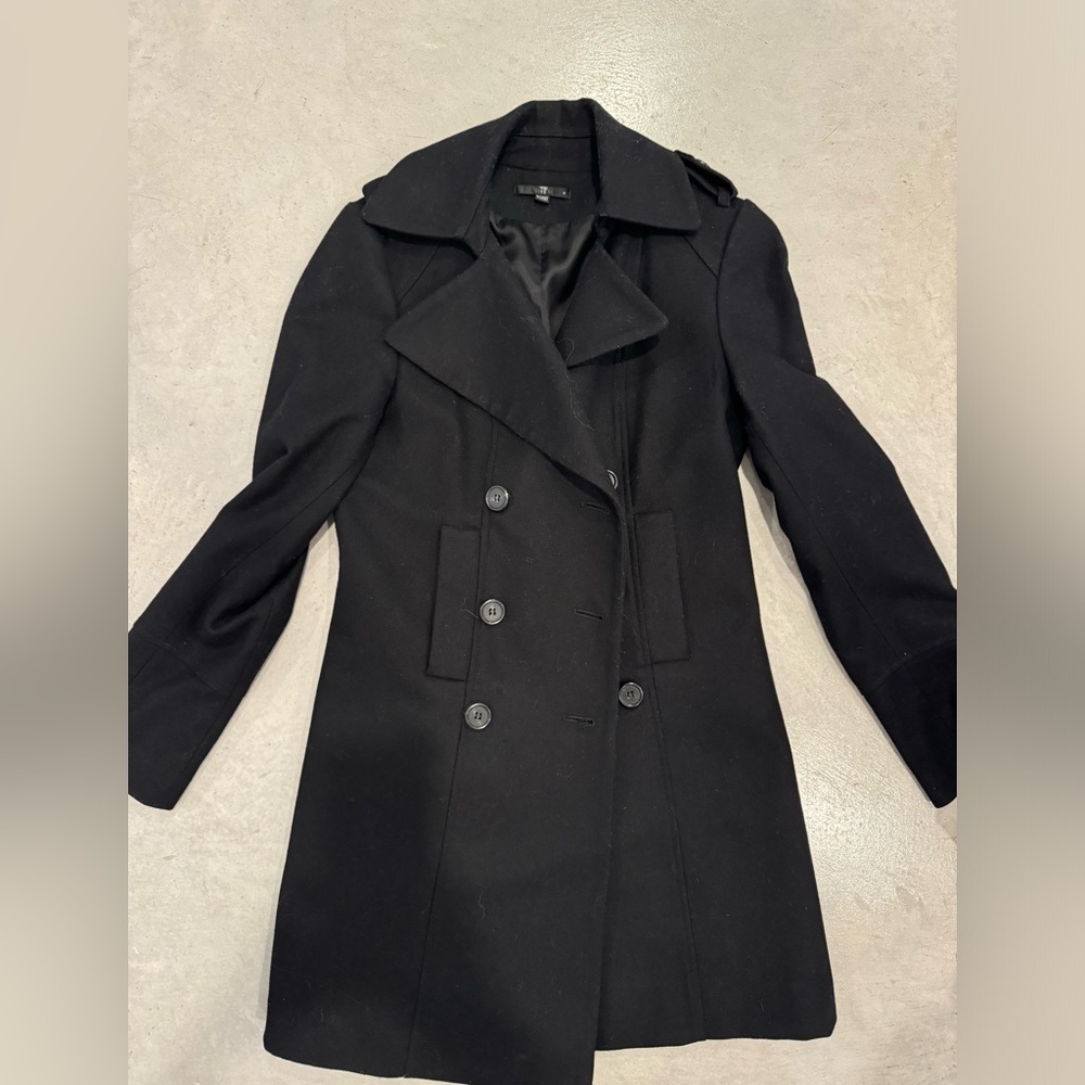 Teenflo Black Double-Breasted Women's Coat